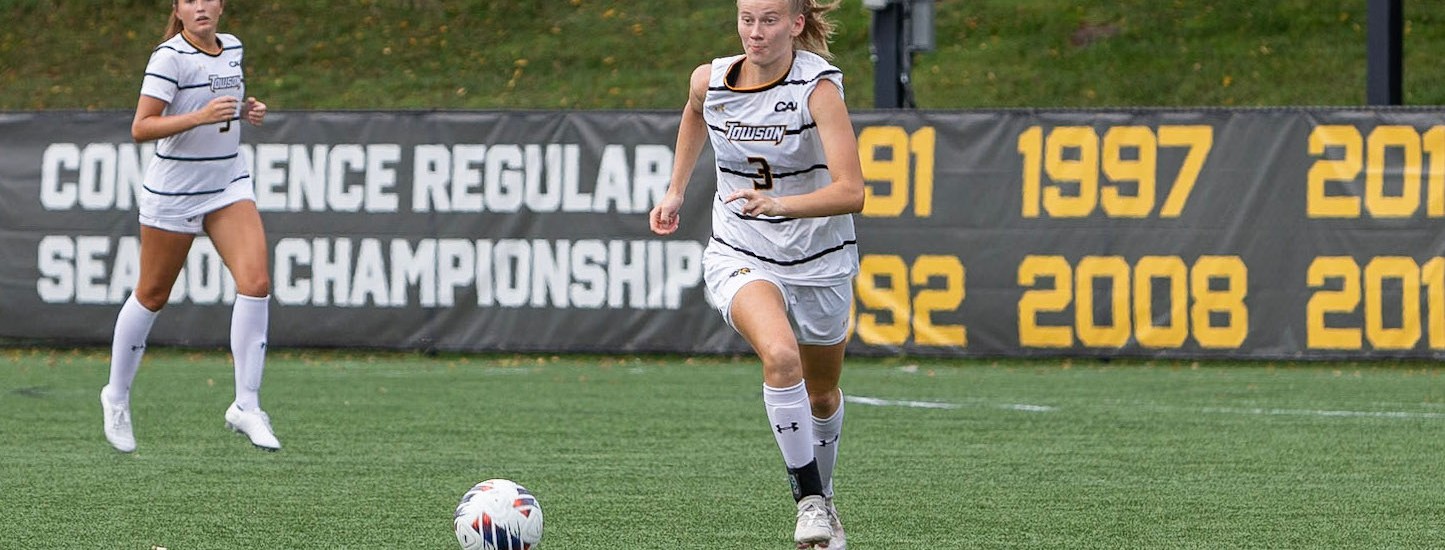 Towson defender and Riverhounds Academy alum Sydney Lindeman will be a part of the Riveters' inaugural team in 2025. (Photo courtesy of Towson Athletics)