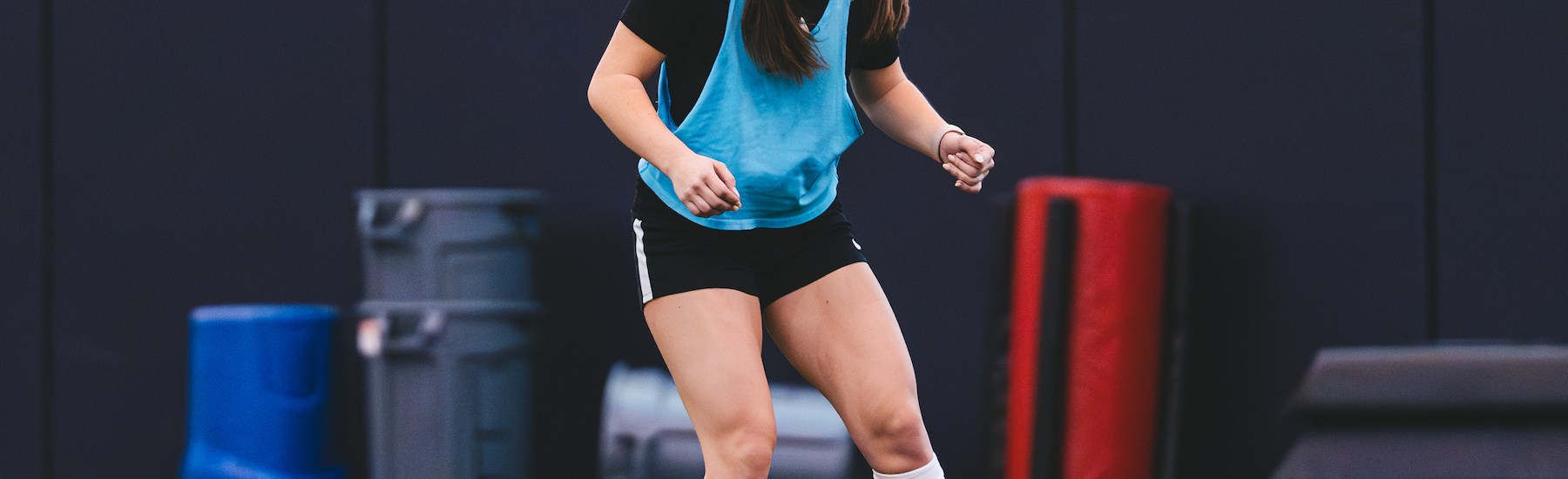 Newest Riveters player Robin Reilly, an alum of the Riverhounds Development Academy and Latrobe High School, takes part in a West Virginia University spring practice as an early enrollee. (Photo courtesy of WVU Athletics)