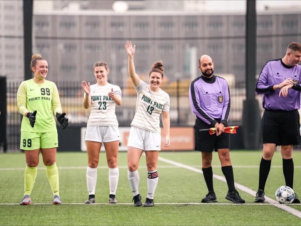 Defender Gillianne Stewardson (23) and forward Holly Pascoe (13) are the newest players announced for the 2025 Pittsburgh Riveters. (Photo courtesy of Point Park Athletics)