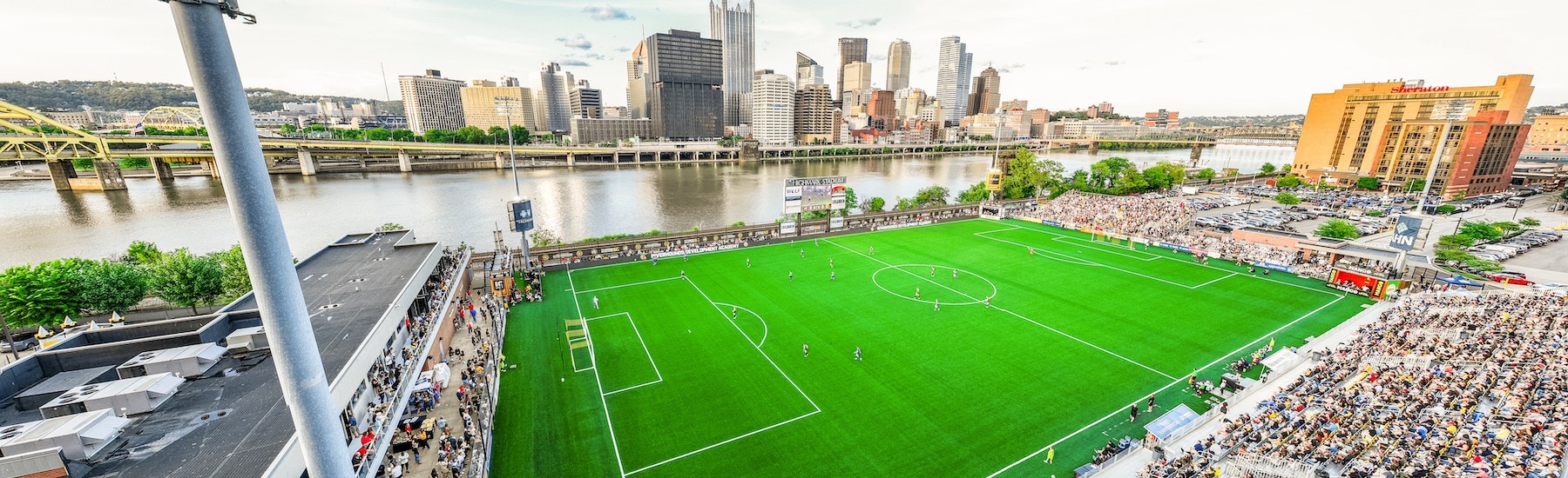 Aerial view of Highmark Stadium during the Pittsburgh Riveters' inaugural match against the Cleveland Force on May 16, 2025. (Photo: Ryan Shaffer/Riverhounds SC)