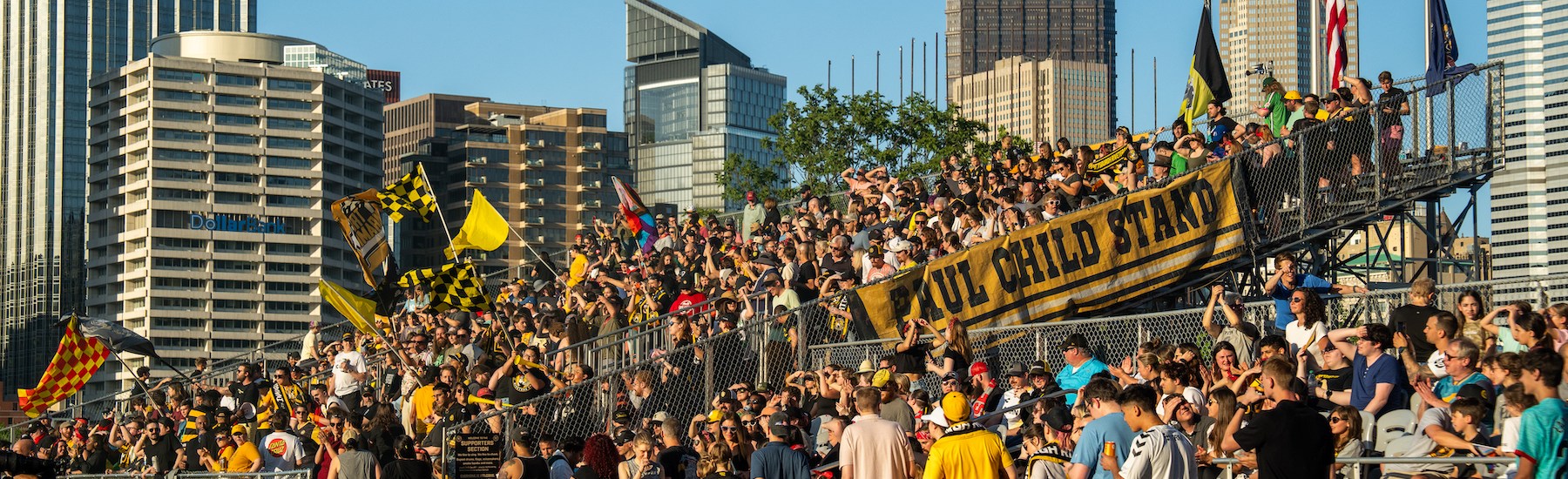 A sellout crowd of 6,077 looks on during the first-ever Pittsburgh Riveters' match on May 16, 2025 at Highmark Stadium. (Photo: Saif Greco/Riveters SC)