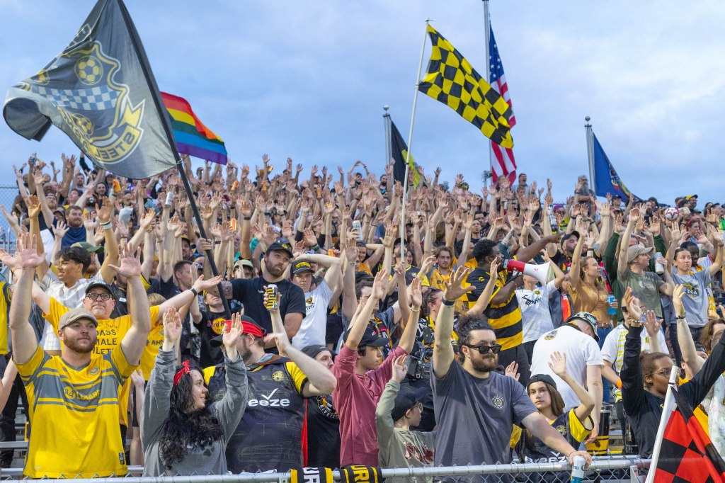 Fans cheer during the first-ever Pittsburgh Riveters SC match on May 16, 2025 against the Cleveland Force at Highmark Stadium in Pittsburgh. (Photo: John Sykes/Riveters SC)