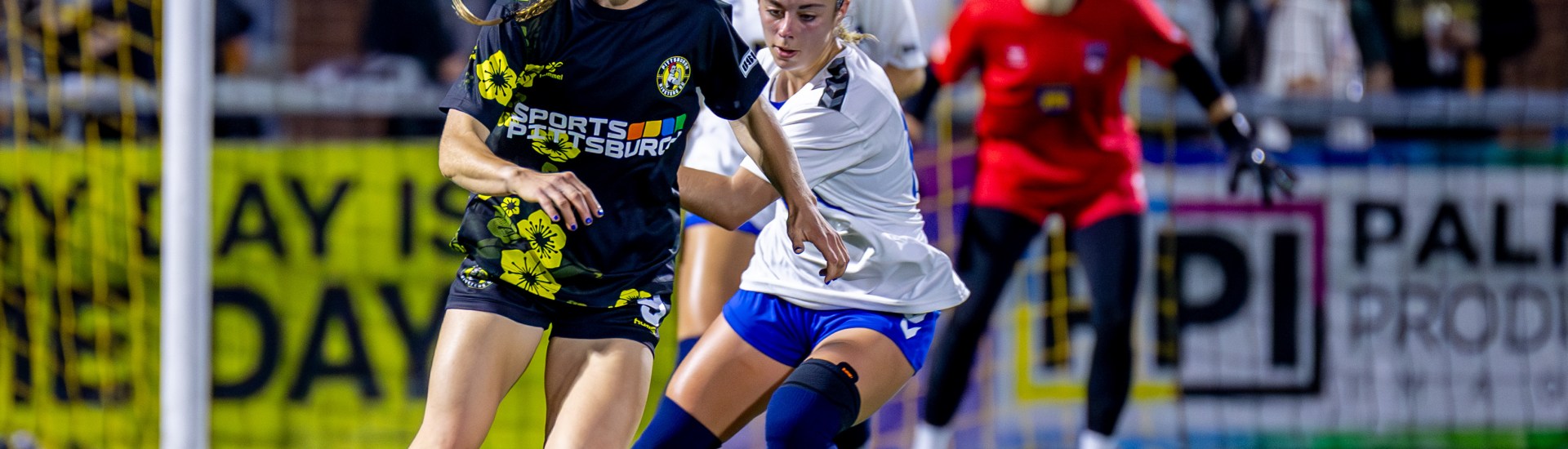 Pittsburgh Riveters forward Emily Hanrahan turns in the box during the team's 5-0 win over FC Buffalo on May 16, 2026 at F.N.B. Stadium in Pittsburgh. (Photo: Chris Cowger/Riveters SC)